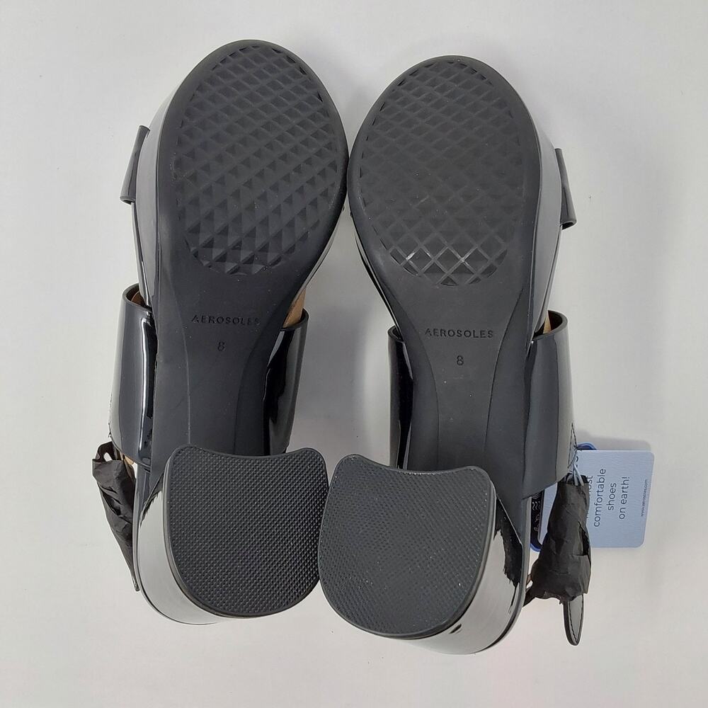 Aerosoles Camilia Black Patent Platform Sandals Women's 8M Block Heel NIB - Picture 6 of 7
